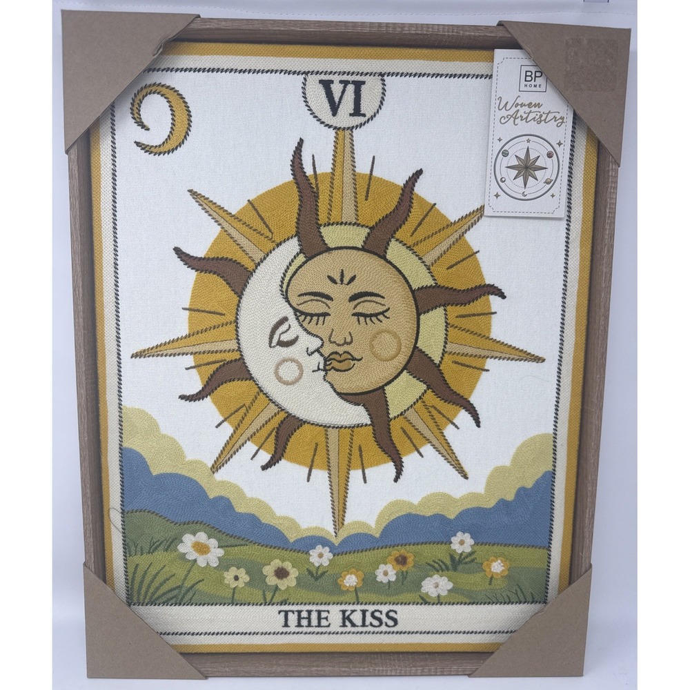 BP Home Art Works -  The Kiss Celestial / Tarot Embroidery Artwork.  17x21